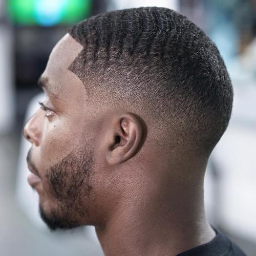 Wavy Drop Fade Haircut for Black Men