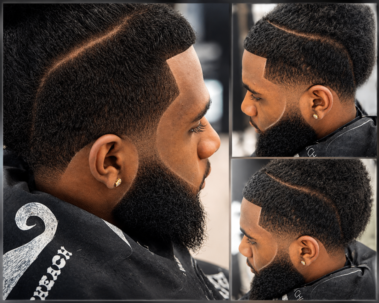 Precision nape and temple fade with beard detail